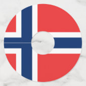 Noorse vlag van Noorwegen gepersonaliseerd Wijnglaslabel (Achterkant)