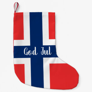 Noorse vlag van Noorwegen God jul Kerstmis Kleine Kerstsok
