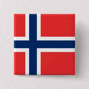 Noorse vlag vierkante button 5,1 cm