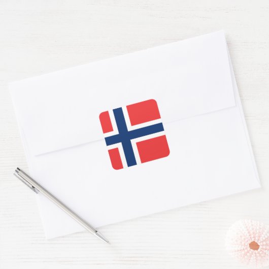 Noorse vlag vierkante sticker (Envelop)