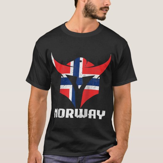 Noorse vlag Viking Helmet Scandinavia Norge Souven T-shirt (Voorkant)