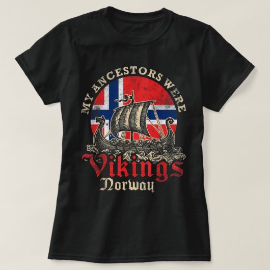 Noorse vlag Viking Ship T-shirt (Design voorkant)