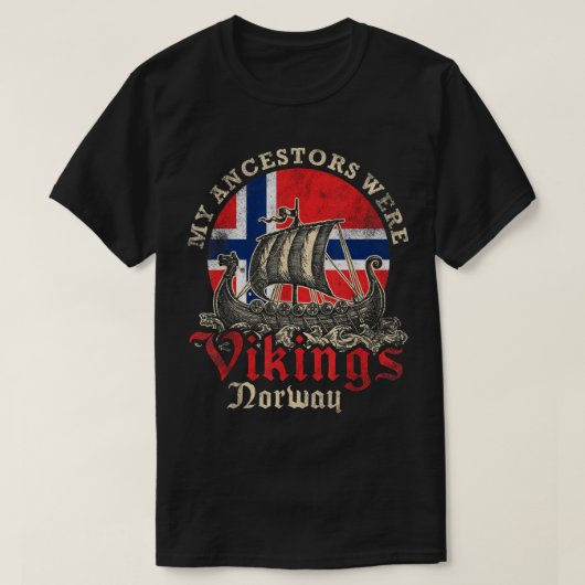 Noorse vlag Viking Ship T-shirt (Design voorkant)