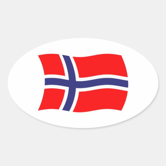 Noorse Vlagsticker Ovale Sticker (Voorkant)