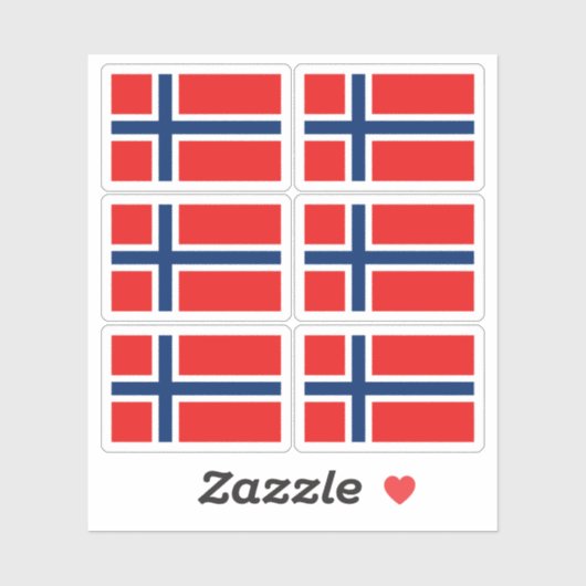 Noorse Vlagstickercollectie – Pakket van 6 Sticker (Vel)