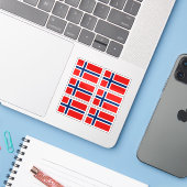 Noorse Vlagstickercollectie – Pakket van 6 Sticker (Laptop met iPhone)