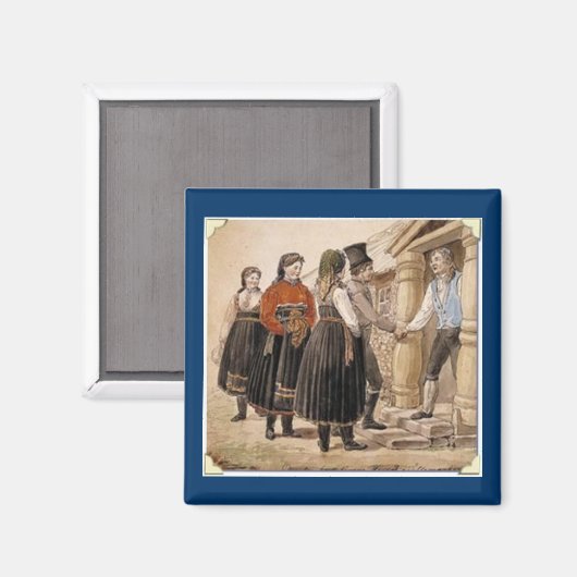 Noorse volkskostuums uit Telemark Regio Magneet (Voorkant / Achterkant)