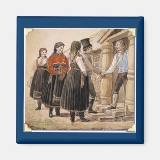 Noorse volkskostuums uit Telemark Regio Magneet (Voorkant)