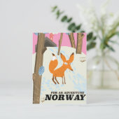 Noorse vos vintage reisposter briefkaart (Staand voorkant)
