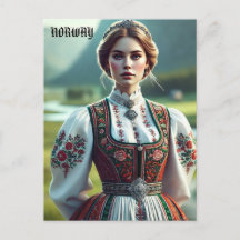 Noorse vrouw in traditionele Bunad-kleding