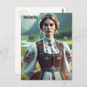 Noorse vrouw in traditionele Bunad-kleding Briefkaart (Voorkant / Achterkant)