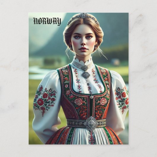 Noorse vrouw in traditionele Bunad-kleding Briefkaart (Voorkant)