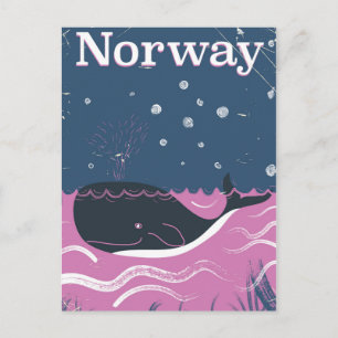 Noorse walvis vintage reisposter briefkaart