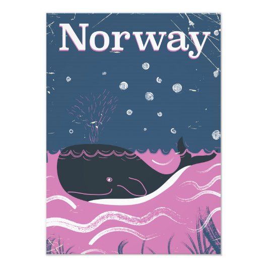Noorse walvis vintage reisposter foto afdruk (Voorkant)