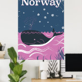 Noorse walvis vintage reisposter poster (Thuiskantoor)