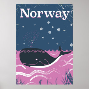 Noorse walvis vintage reisposter poster