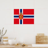 Noorse wapenschild op Noorse vlag, Noors 2 Poster (Keuken)
