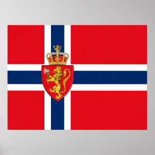 Noorse wapenschild op Noorse vlag, Noors 2 Poster