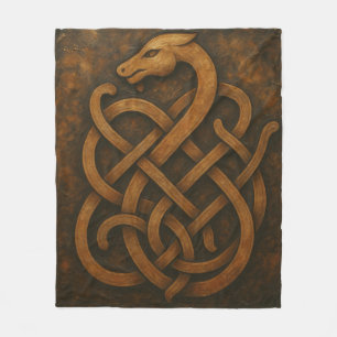 Noorse Wolf Sigil - Viking Rune Art op Zwarte Stee Fleece Deken