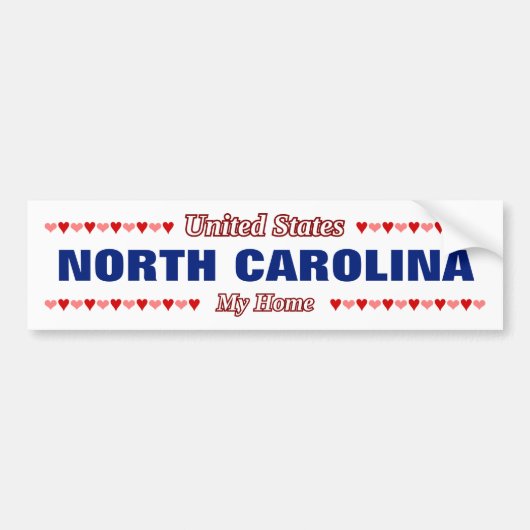NOORTH CAROLINA - My Home - Verenigde Staten; hart Bumpersticker (Voorkant)