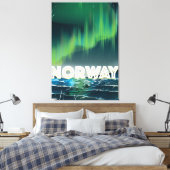 Noorwegen Aurora Noorderlicht Reisposter Canvas Afdruk (Insitu (Slaapkamer))