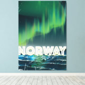 Noorwegen Aurora Noorderlicht Reisposter Canvas Afdruk (Insitu (Houten vloer))