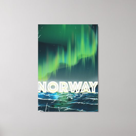 Noorwegen Aurora Noorderlicht Reisposter Canvas Afdruk (Voorkant)