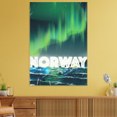 Noorwegen Aurora Noorderlicht Reisposter Canvas Afdruk (Insitu (Woonkamer))
