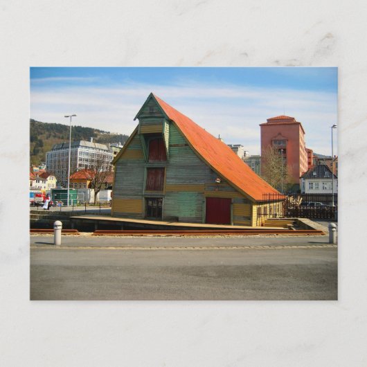 Noorwegen, Bergen, traditioneel oorlogshuis, Briefkaart (Voorkant)