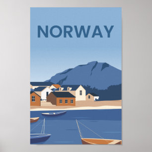 Noorwegen Beroemde Reisplaats Illustratie Poster