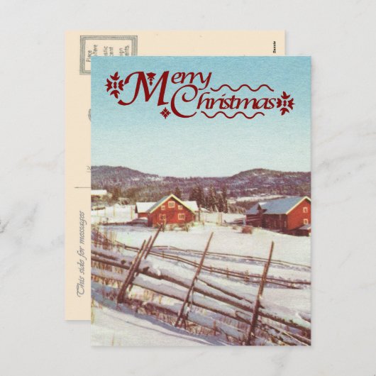  Noorwegen, boerderij met kerst Feestdagenkaart (Voorkant / Achterkant)