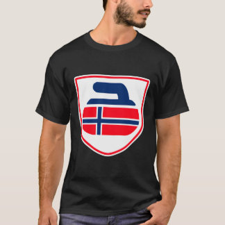Noorwegen Curling Shield Noors ontwerp T-shirt