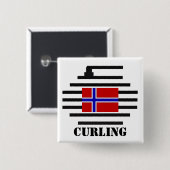 Noorwegen Curling Vierkante Button 5,1 Cm (Voorkant /achterkant)