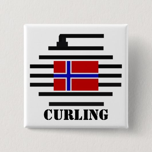 Noorwegen Curling Vierkante Button 5,1 Cm (Voorkant)