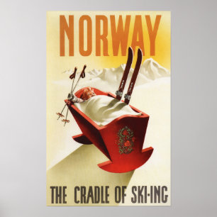 Noorwegen - De wieg van het Skiing Poster