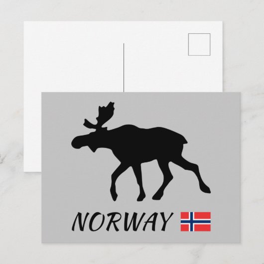 Noorwegen Elk en Flag Briefkaart (Voorkant / Achterkant)