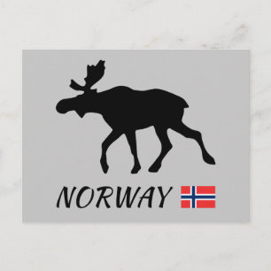 Noorwegen Elk en Flag Briefkaart