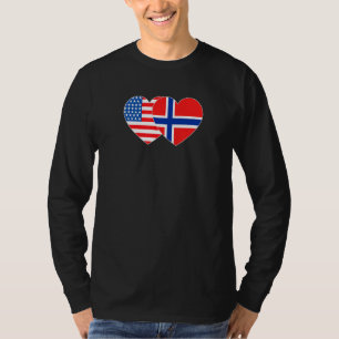 Noorwegen en de VS - vlag tweekleppige harten voor T-shirt