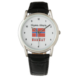 Noorwegen en Noorse Vlag met Uw Naam Horloge