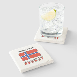 Noorwegen en vlag van Noorwegen Persoonlijk Stenen Onderzetter