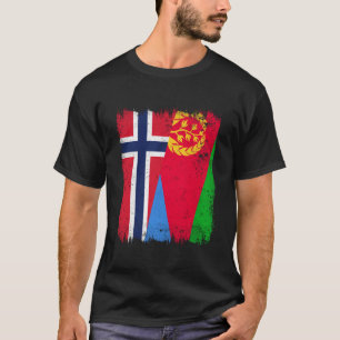Noorwegen Eritrea Halve Vlag Noorse Eritrese Erfgo T-shirt