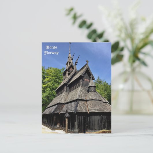 Noorwegen, Fantoft Stave Church, Fana, Bergen Briefkaart (Staand voorkant)