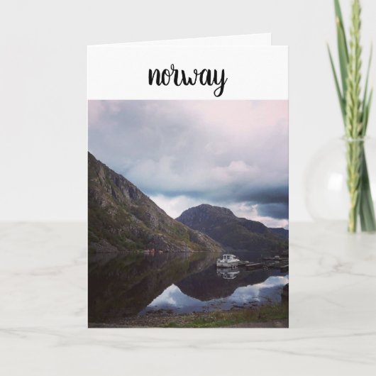 Noorwegen Fjord en Boat Feestdagen Kaart (Voorkant)