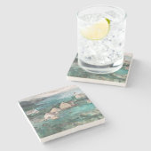 Noorwegen fjorden schilderen marmeren Onderzetter (Zijkant)