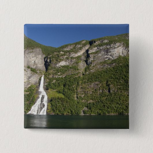 Noorwegen, Geirangerfjord (UNESCO), Geiranger. Vierkante Button 5,1 Cm (Voorkant)