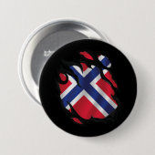 Noorwegen geripte vlag ronde button 7,6 cm (Voorkant /achterkant)