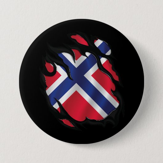 Noorwegen geripte vlag ronde button 7,6 cm (Voorkant)