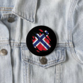 Noorwegen geripte vlag ronde button 7,6 cm (In situ)