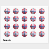 Noorwegen Glossy Circle Flag Ronde Sticker (Vel)
