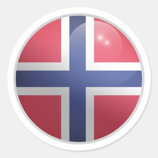 Noorwegen Glossy Circle Flag Ronde Sticker (Voorkant)